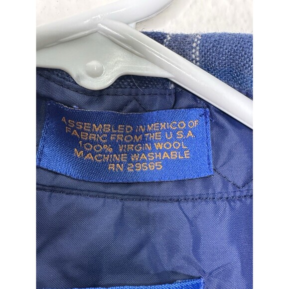 Vintage Pendleton Shirt Men's Large Pure Virgin Wool Blue Plaid USA Mexico VTG - Picture 9 of 16